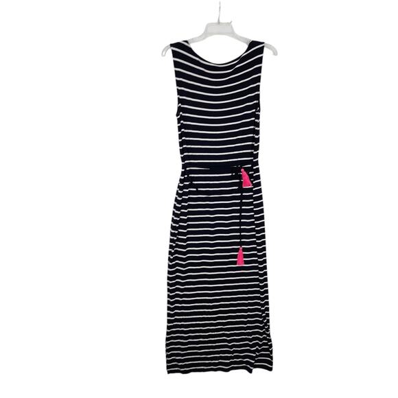 TALBOTS WOMENS MAXI DRESS SZ S BLUE WHITE PINK STRIPES PREPPY NAUTICAL COLORFUL - Picture 6 of 8